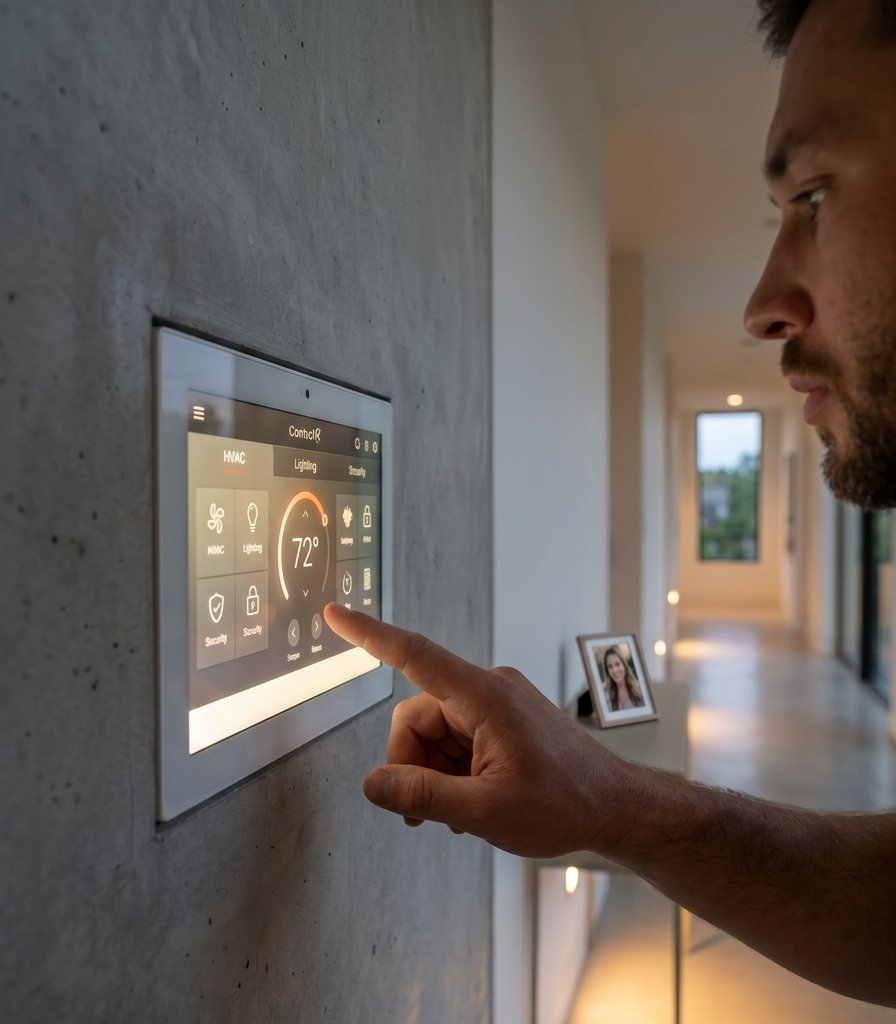 Modern wall-mounted smart home control panel